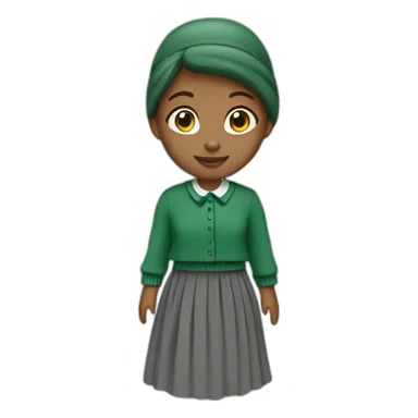amish girl with a grey skirt and a green sweater  sticker