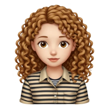 stripped shirt wearing Cute girl long curly hair style. sticker