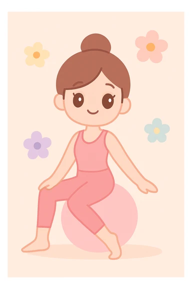 pink pilates girl surrounded by flowers, soft and feminine style sticker
