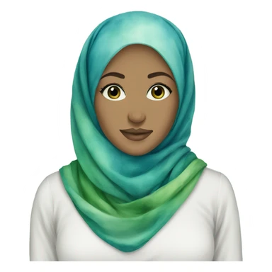 Blue and green Watercolor hijab sticker