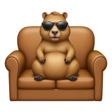 Capybara wearing sunglasses seating in a sofa sideways  sticker