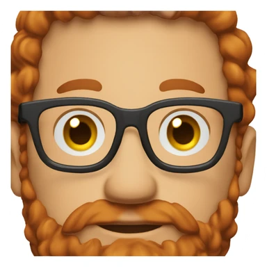 man around 45 with with redhead short mid-curly hair. with beard and glasses. scarlet checked shirt sticker