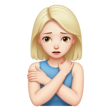 Arms crossed holding neck stressed girl sticker