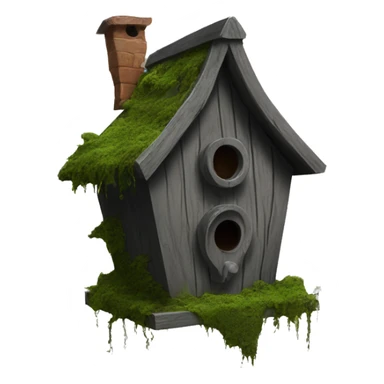 Realistic . Birdhouse. Haunted Addams house. birdhouse slightly mossy and spider webs. Scary  sticker
