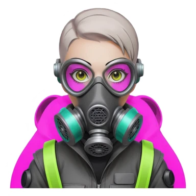 cyberpunk gasmask girl programmer buzzcut sticker