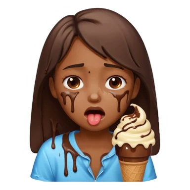 a crying girl with ice cream   sticker