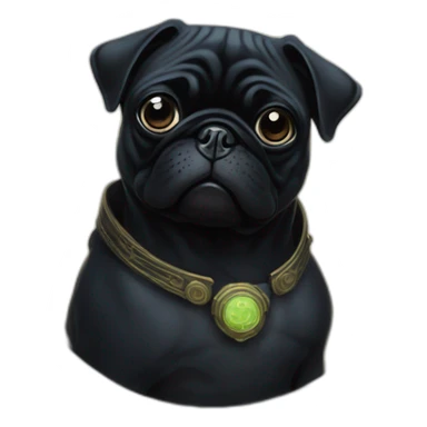 A cyberpunk black pug in Art Nouveau style during 1910 sticker
