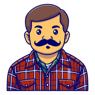 El Chapo character with mustache and flannel shirt sticker