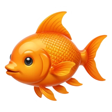 goldfish, emoji style, simple cute, bright orange, rounded shape sticker