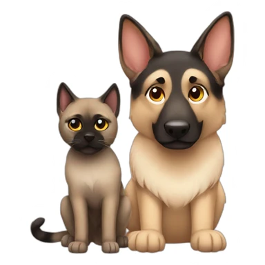 German Shepherd friends with a siamese cat sticker