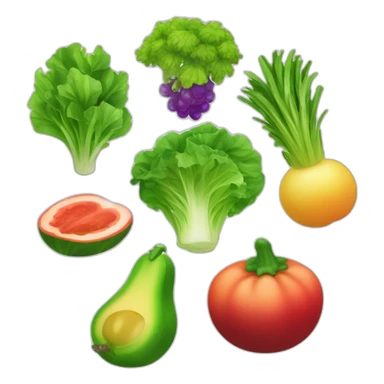 Green Salad Emoji 🥗 - "Transform into a vibrant, colorful mix of exotic fruits and vegetables, enhancing visual appeal and freshness. sticker