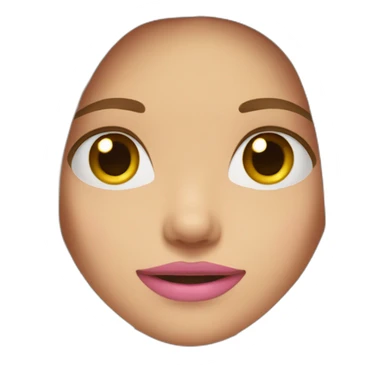 young girl long straight light brown hair, grey eyes, pink mouth sticker