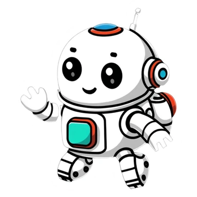 friendly robot with digital features sticker