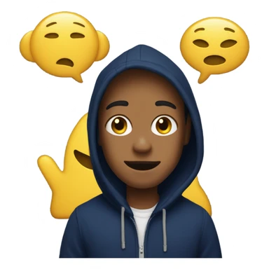 generate me a yellow emoji person wearing a navy blue hoodie which says GAP on it in big letters  sticker