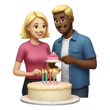 Couple cutting birthday cake  sticker