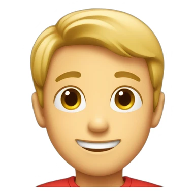 smiling boy with red shirt sticker