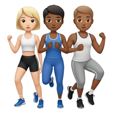3 friends exercising together, one black person and two white people sticker