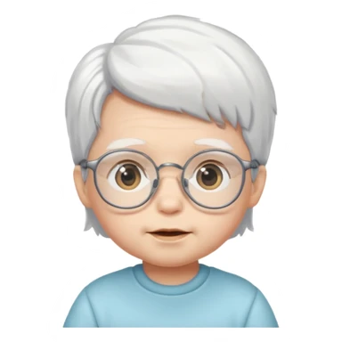 white haired little baby with glassess sticker