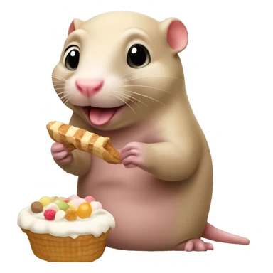 Naked mole rat enjoying a sweet treat sticker