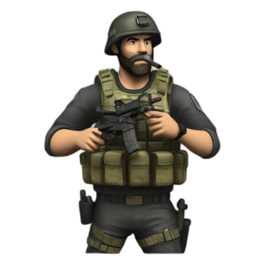 Captain price smoking a cigar while holding a m4a1 sticker