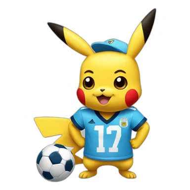 pikachu with a argentina football jersey sticker