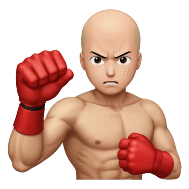 Angry Saitama with his red giant hand punching (just punch), no-face sticker