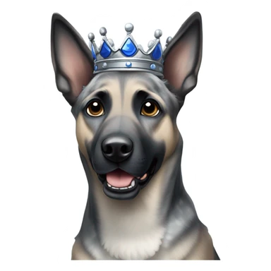 A malinois dark blue merle without red color with a crown on his head sticker