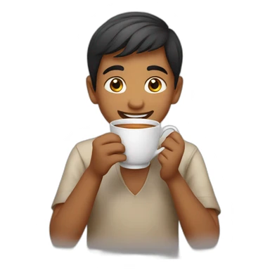an indian boy drinking tea happily sticker