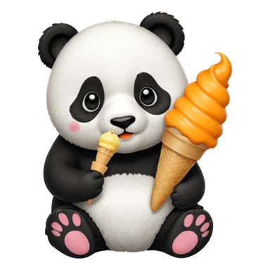 Panda eating mango icecream sticker