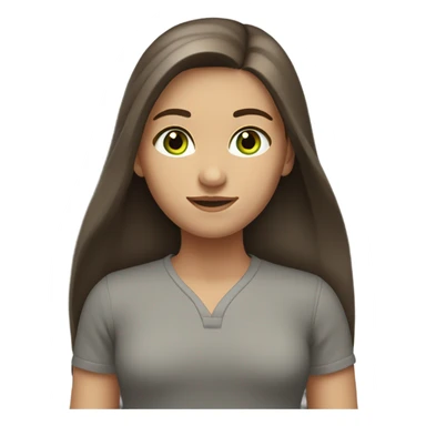 Girl with brown straight hair long on the shoulder blade. With gray-green eyes sticker