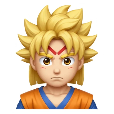 Emoji San goku plus petit niveau image , concentrer comme avant un combat contre un adversaire, maintenant fais moi un emoji que je peux utiliser pour Instagram  sticker