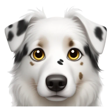 White Australian shepherd with asymmetric black spot on his head sticker