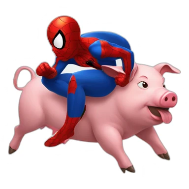 Spiderman biting a running pig sticker