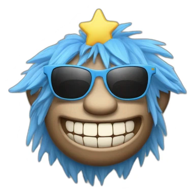 Veneer troll 3, smile face with star sun glasses sticker