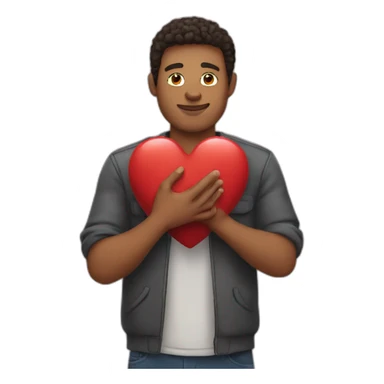 a man holds a heart in his hands sticker