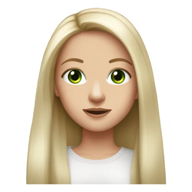 White girl long straight hair light red green eyes sticker