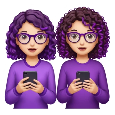You can create two girls enjoying a concert, one brunette with purple highlights, the other brunette with curly hair and glasses. With purple lights around them.   sticker