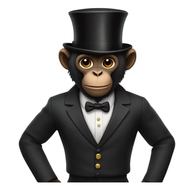 A black monkey with abs on the body and a top hat sticker