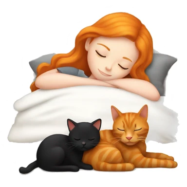 Ginger Girl sleeping with black cat sticker