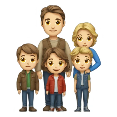 European Family consisting of 1 Man, 1 Woman and 3 Boys sticker