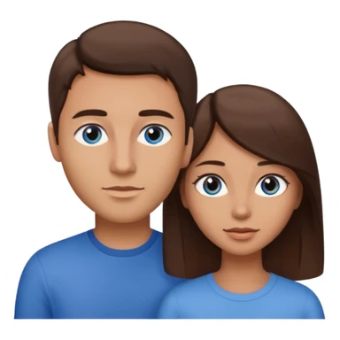 couple homme cheveux raide châtains et yeux bleu et femme cheveux raide chatains et yeux marron sticker