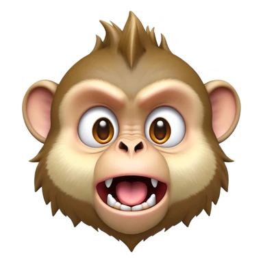 Cinematic Comical Macaque Portrait Emoji, Head tilted dramatically with an exaggerated, shocked expression and a raised eyebrow, featuring a lively, nimble build with spiky fur and wide, comically expressive eyes, Simplified yet hilariously animated features, highly detailed, glowing with a slightly sassy, vibrant glow, high shine, dramatic yet playful, stylized with an air of cheeky primate attitude, soft glowing outline, capturing the essence of a meme-worthy macaque that looks ready to deliver a playful side-eye into viral fame! sticker