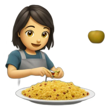 Ciril alouna en train de manger un au sticker