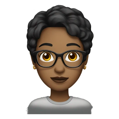 black short hair woman glasses sticker
