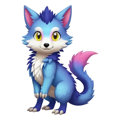  Colorful Kawaii Sergal-Trico FurSona Fakemon Full Body sticker