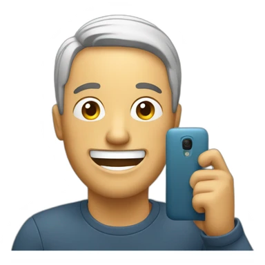 happy man with a phone sticker