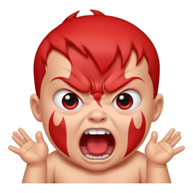 a baby all red red angry face  sticker