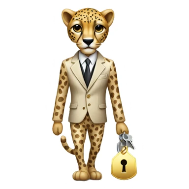 cheetah in a classic suit With keys sticker