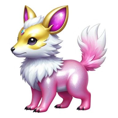 Shiny epic glittery divine white yellow pink animal-fakemon-creature sticker
