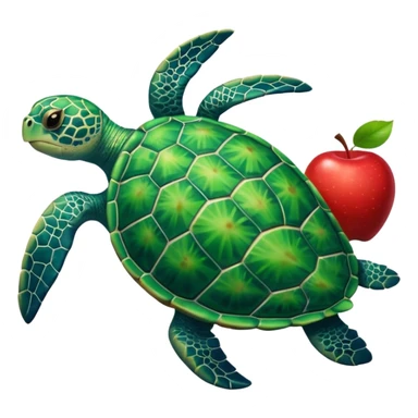sea turtle, apple emoji sticker